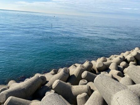 日中のテトラ帯でチヌ狙い
